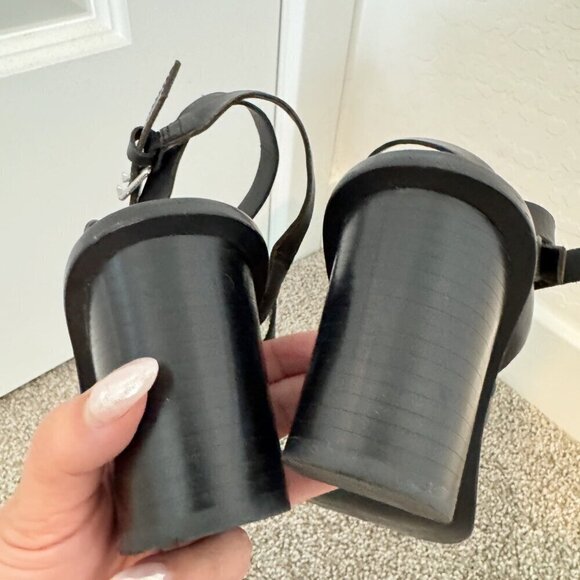 Ash Puket Leather Studded Strappy Gladiator Style Block Heel Sandals Black 10 - Picture 4 of 8